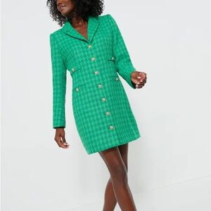 POMANDER PLACE NWT Tweed Stacie Dress Emerald Green Long Sleeve Women's L